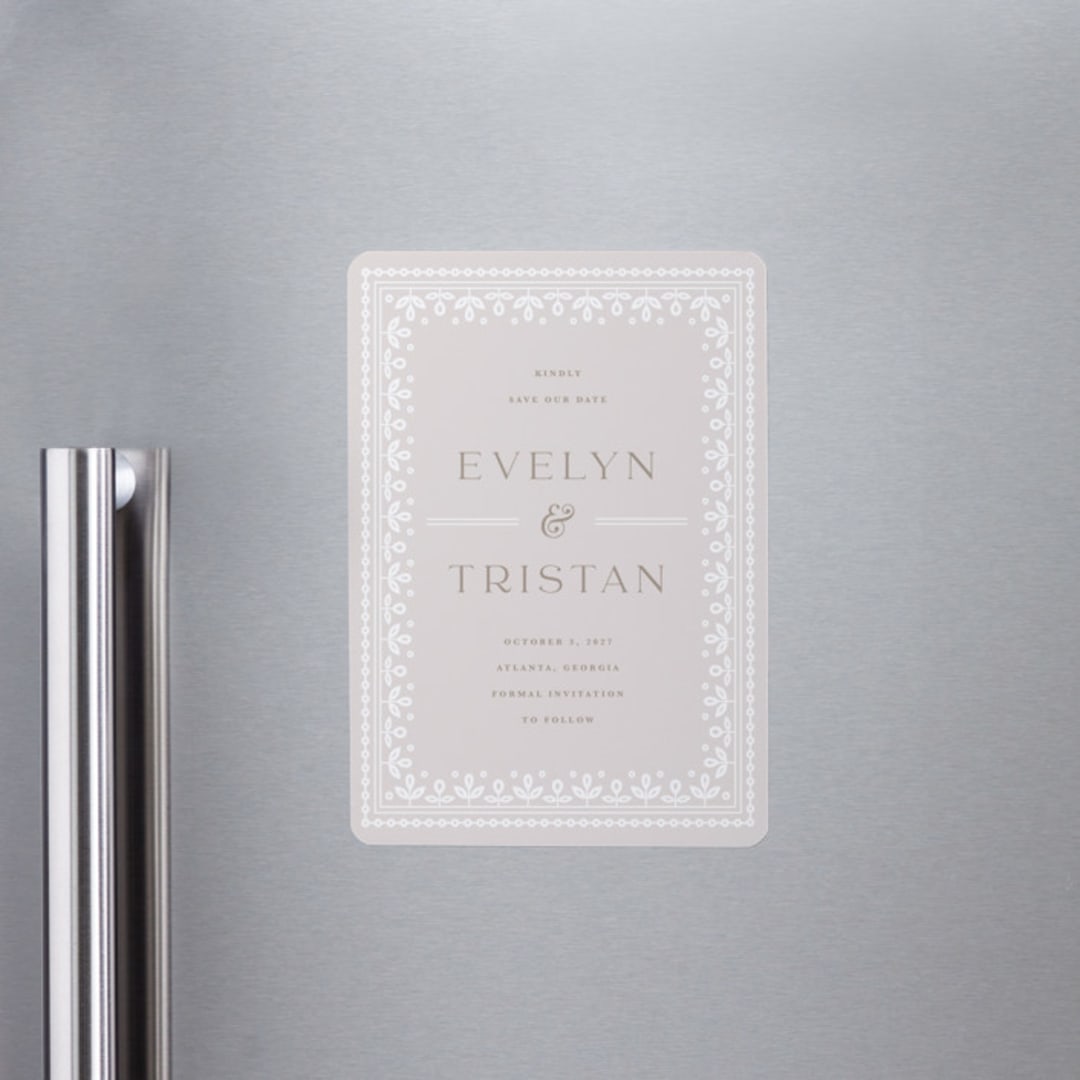 "Lace Trim" - Save the Dates in Cream by Kristen Smith - Front