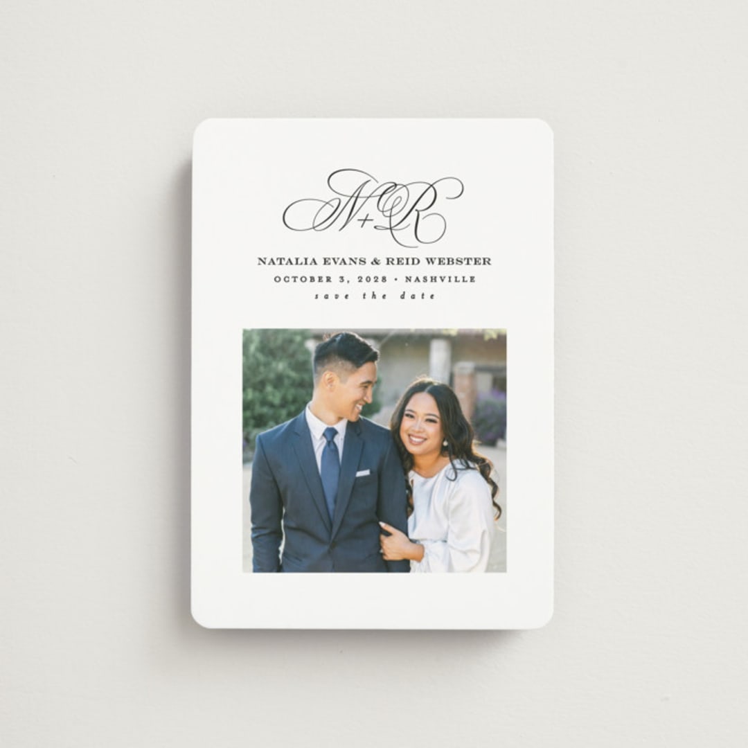 "Elegant Initials" - Save the Dates in Newspaper by Lea Delaveris - Front