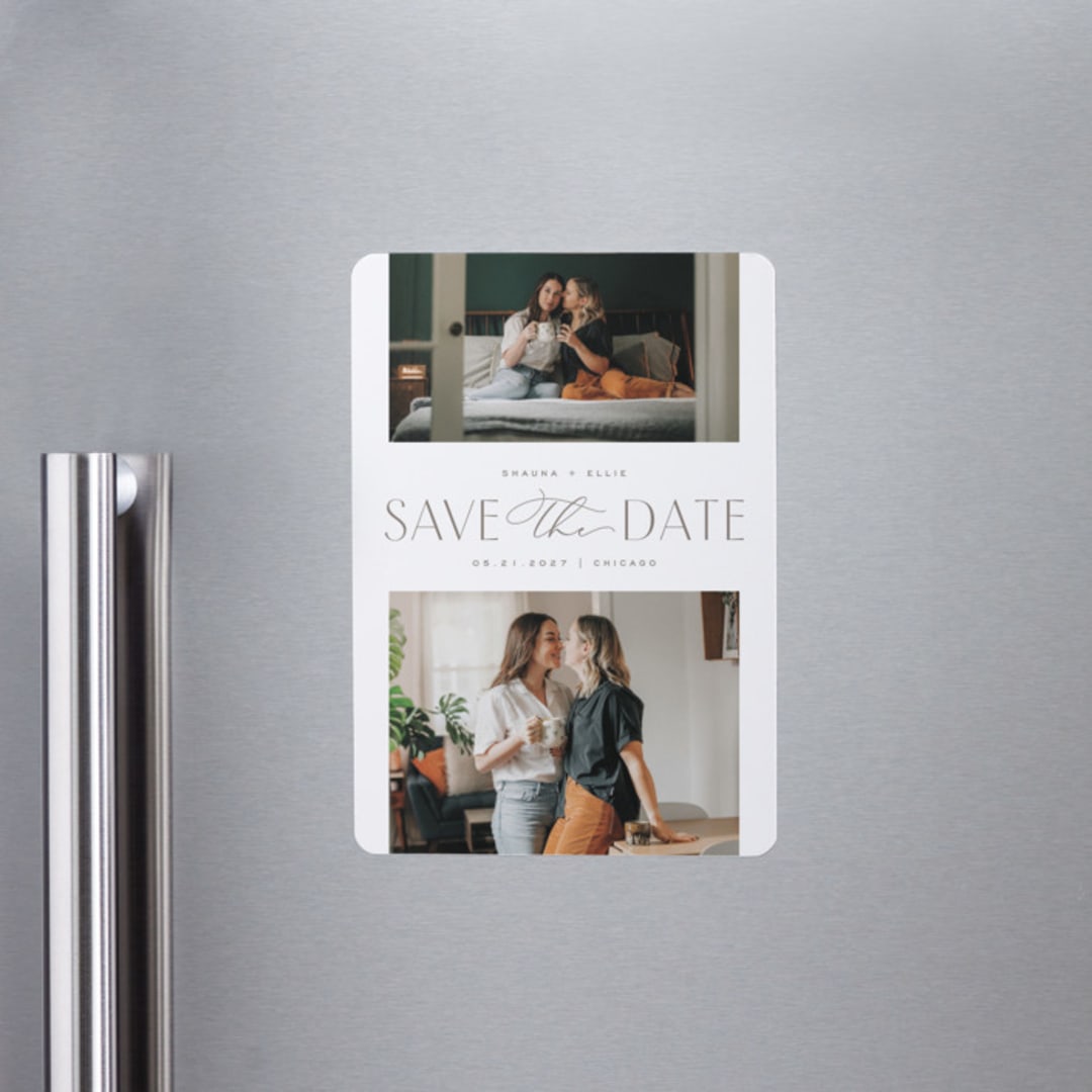 "Duet" - Save the Dates in Sandstone by Pixel and Hank - Front