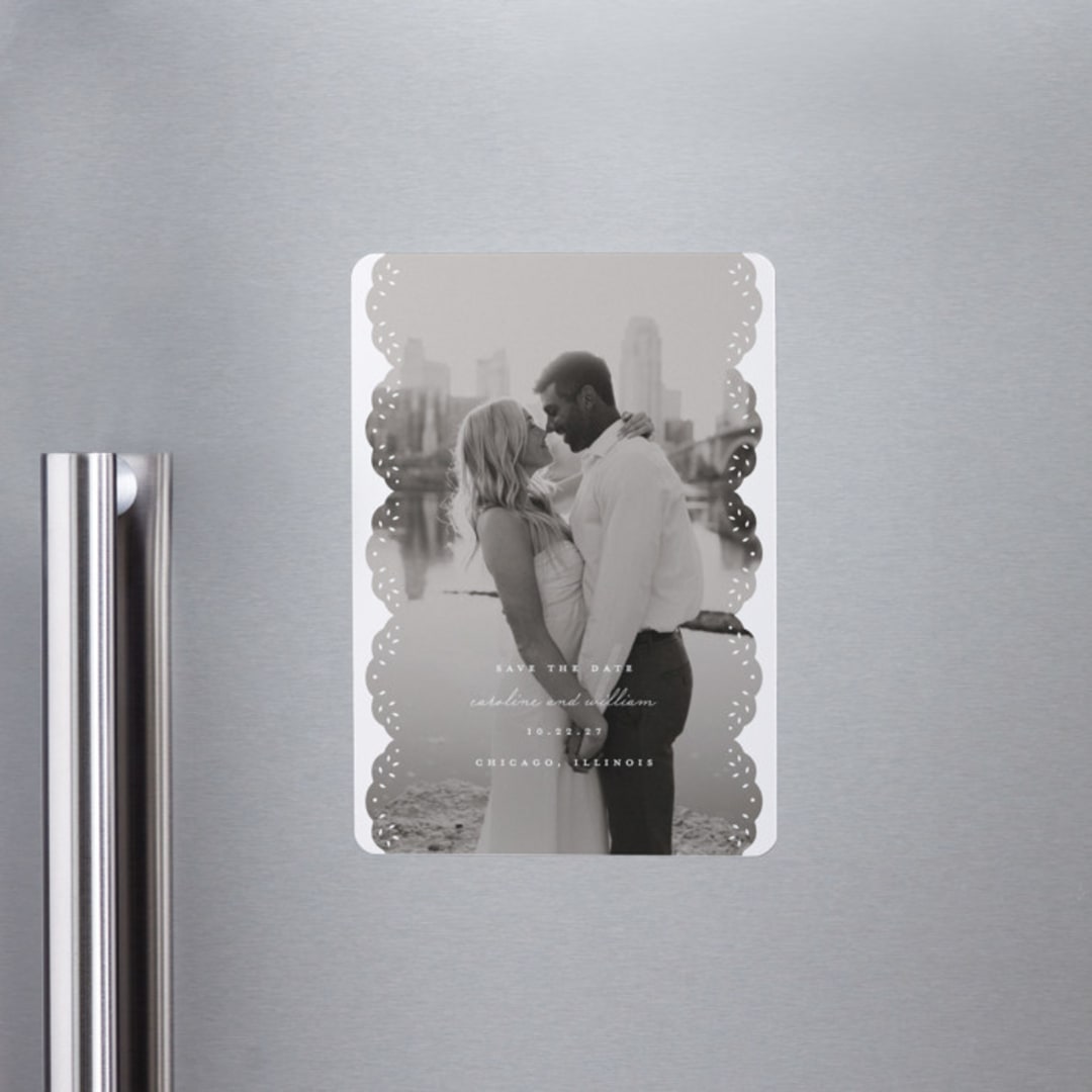 "Luxe Lace" - Save the Dates in Snow by Lauren Chism - Front