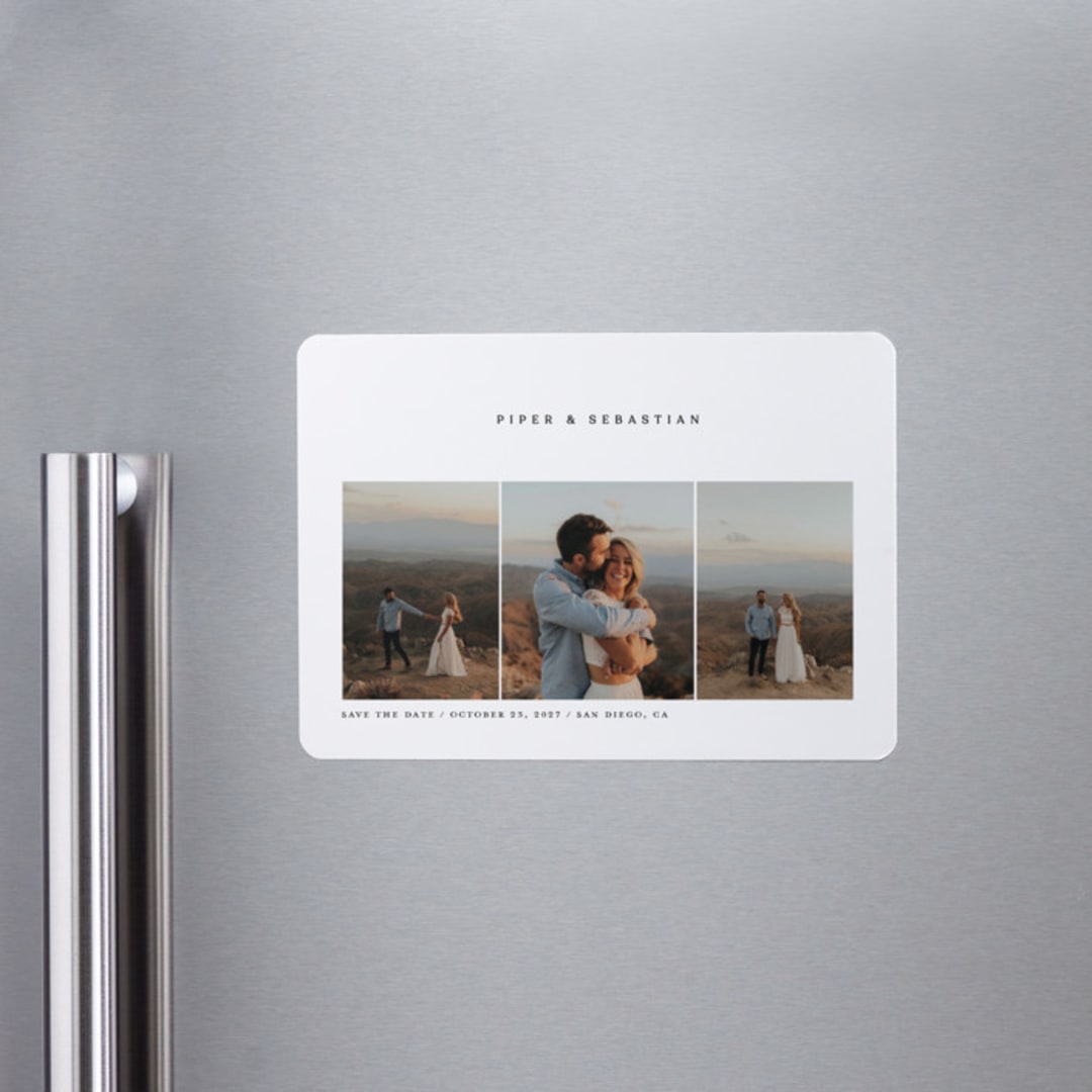 "Trifold" - Save the Dates in Linen by Robert and Stella - Front