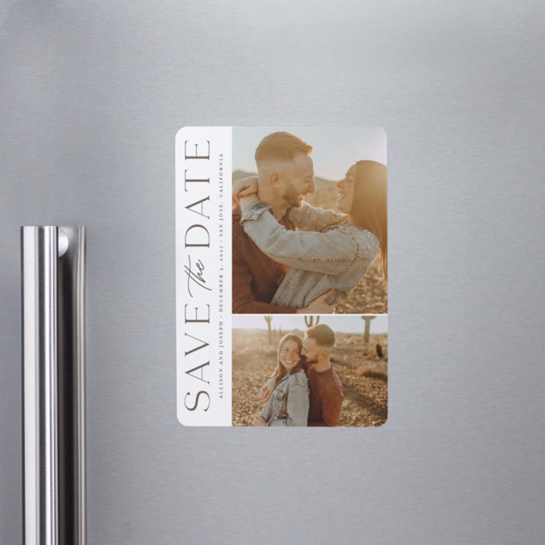 "Atlas" - Save the Dates in Taupe by Kristen Smith - Front