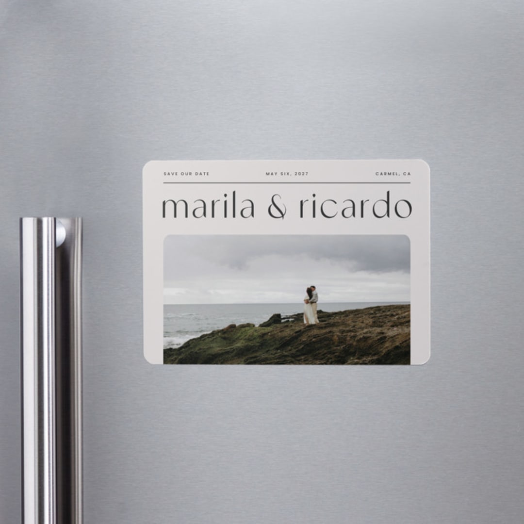 "Nameplate" - Save the Dates in Linen by Blustery August - Front