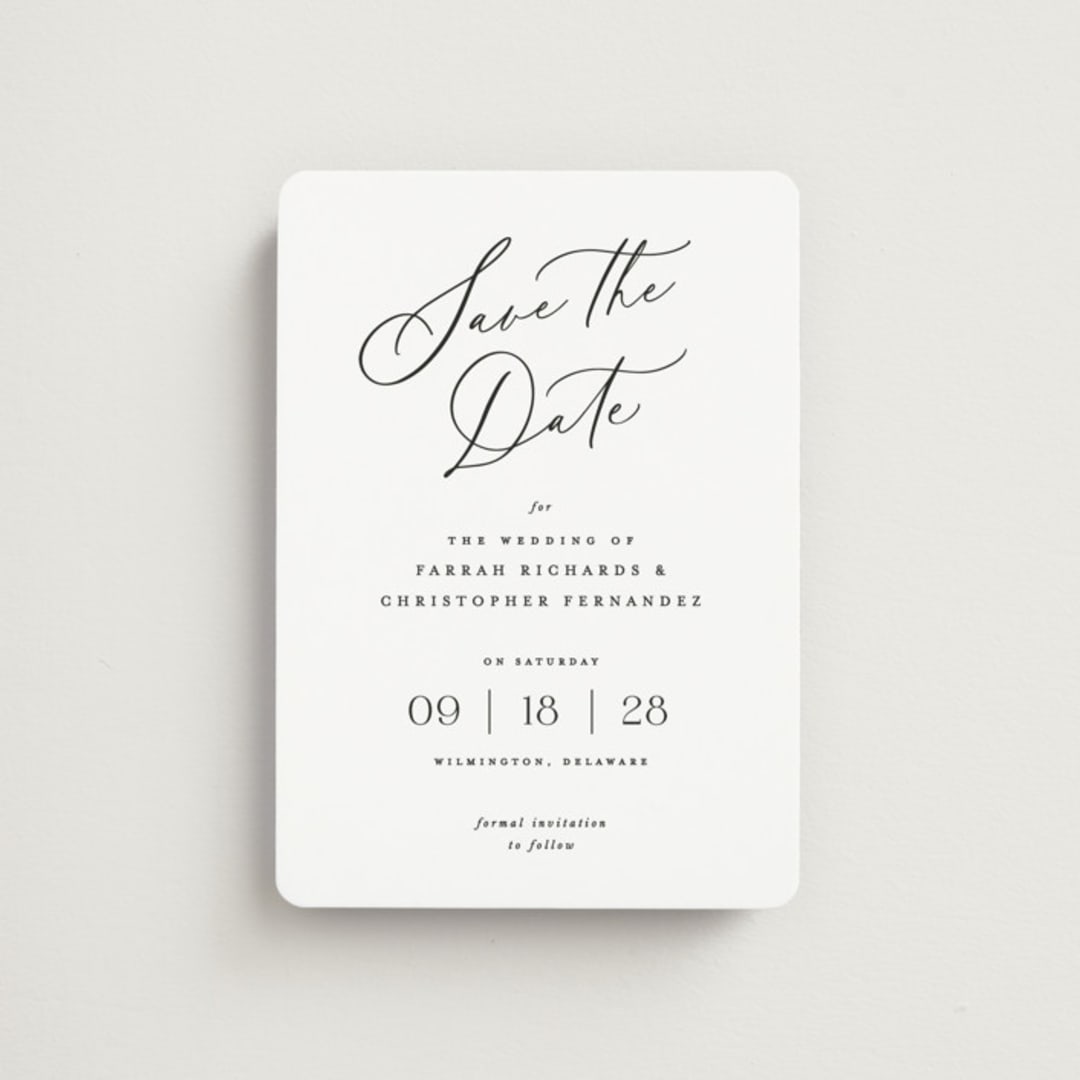"Beautifully Scripted" - Save the Dates in Pearl by Hooray Creative - Front