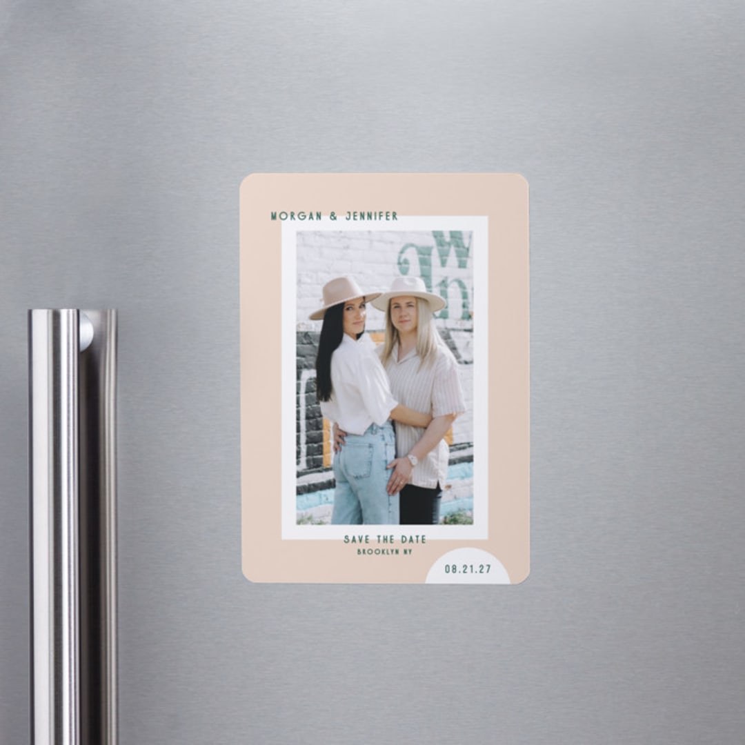 "Minimal Modern" - Save the Dates in Melon by Kelly Watkins - Front