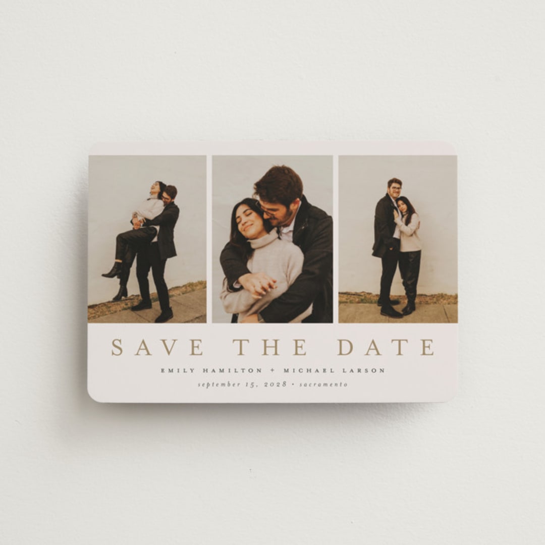 "Elegant Trio" - Save the Dates in Sand by Nicole Walsh - Front