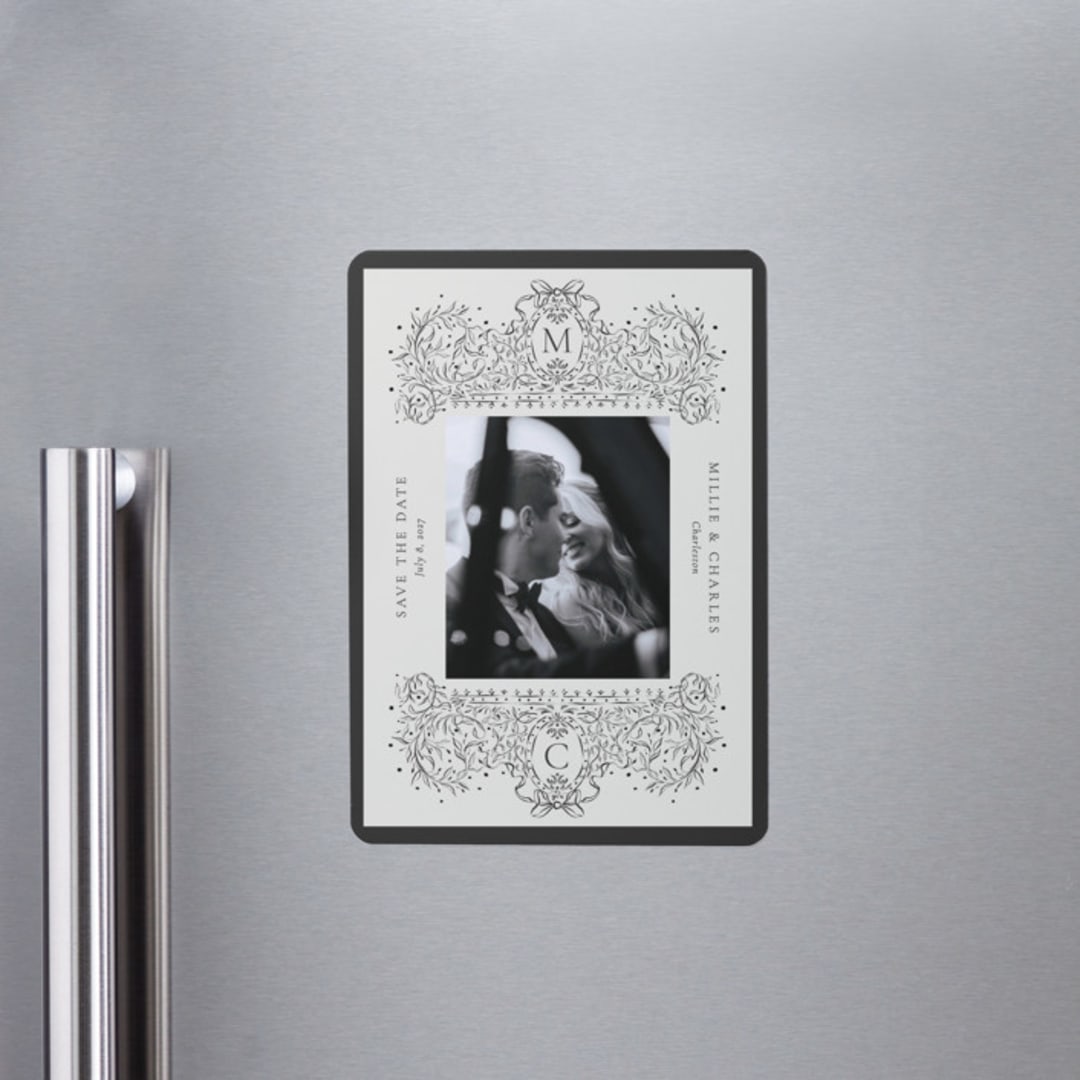 "Ornate sketched frame" - Save the Dates in Latte by Jackie Crawford - Front