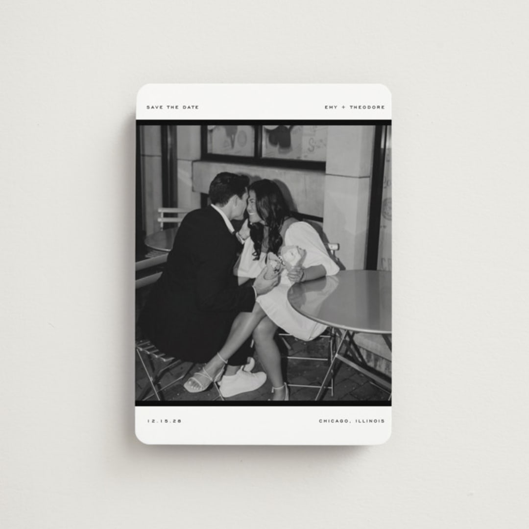 "Photosnap" - Save the Dates in Onyx by Pixel and Hank - Front