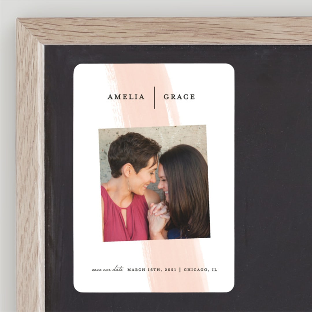 "Single Swath" - Save the Dates in Blush by Angela Marzuki - Front