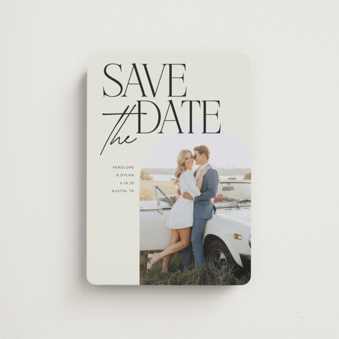 "Penelope" - Save the Dates in Ecru by Morgan Kendall - Front