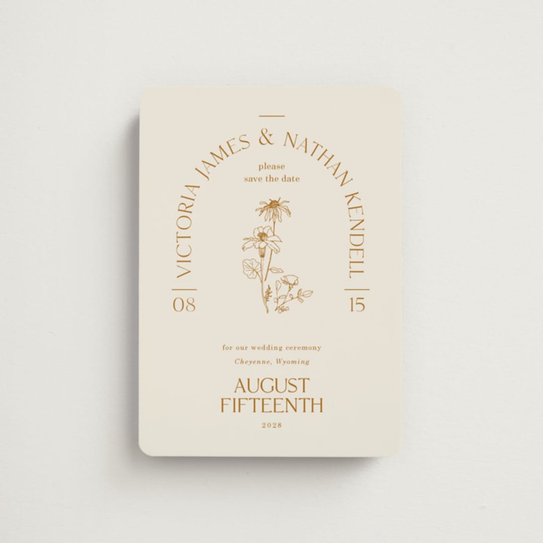 "Floral Type Arch" - Save the Dates in Cream by Baumbirdy - Front
