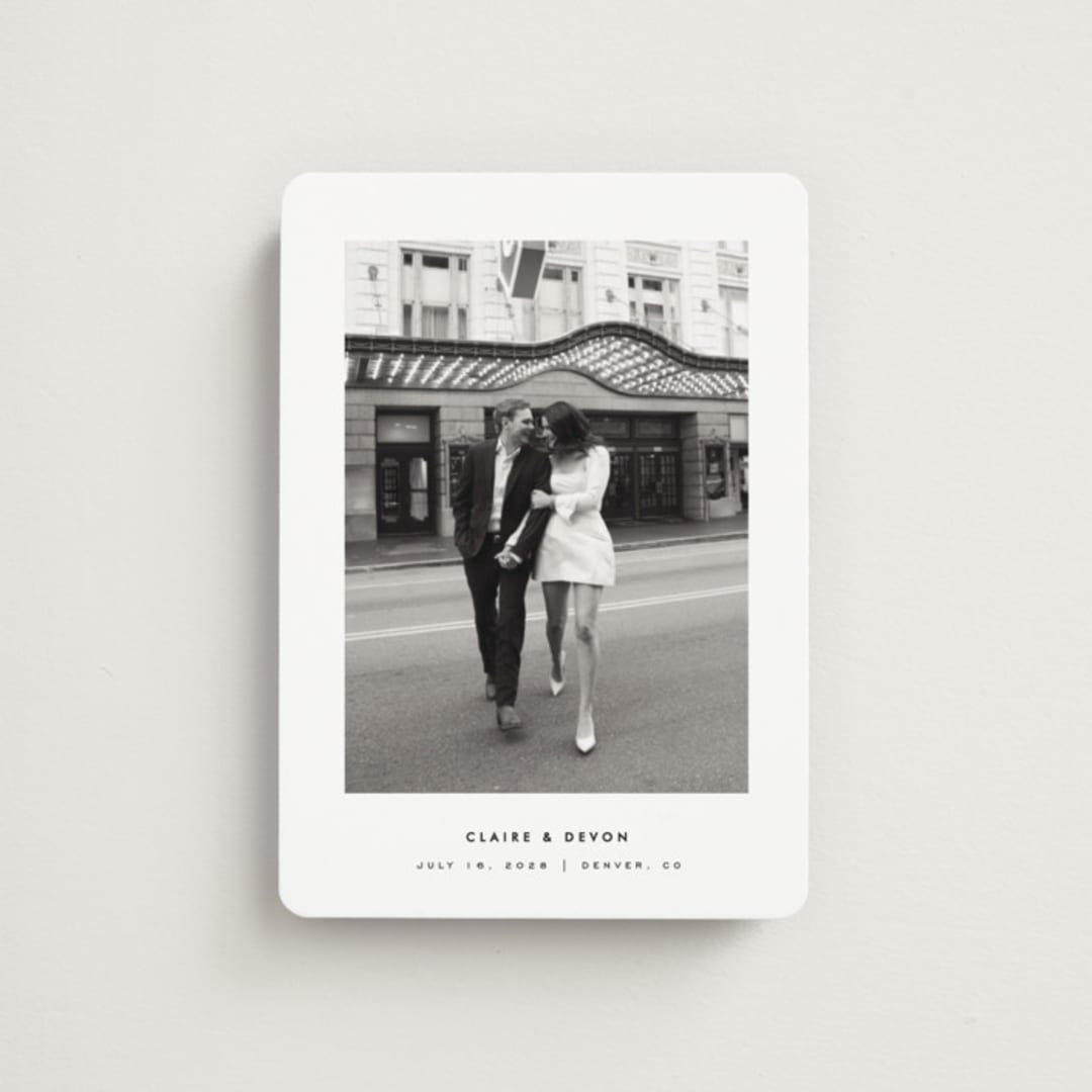 "Framed Minimalist" - Save the Dates in Silk by Kelly Schmidt - Front