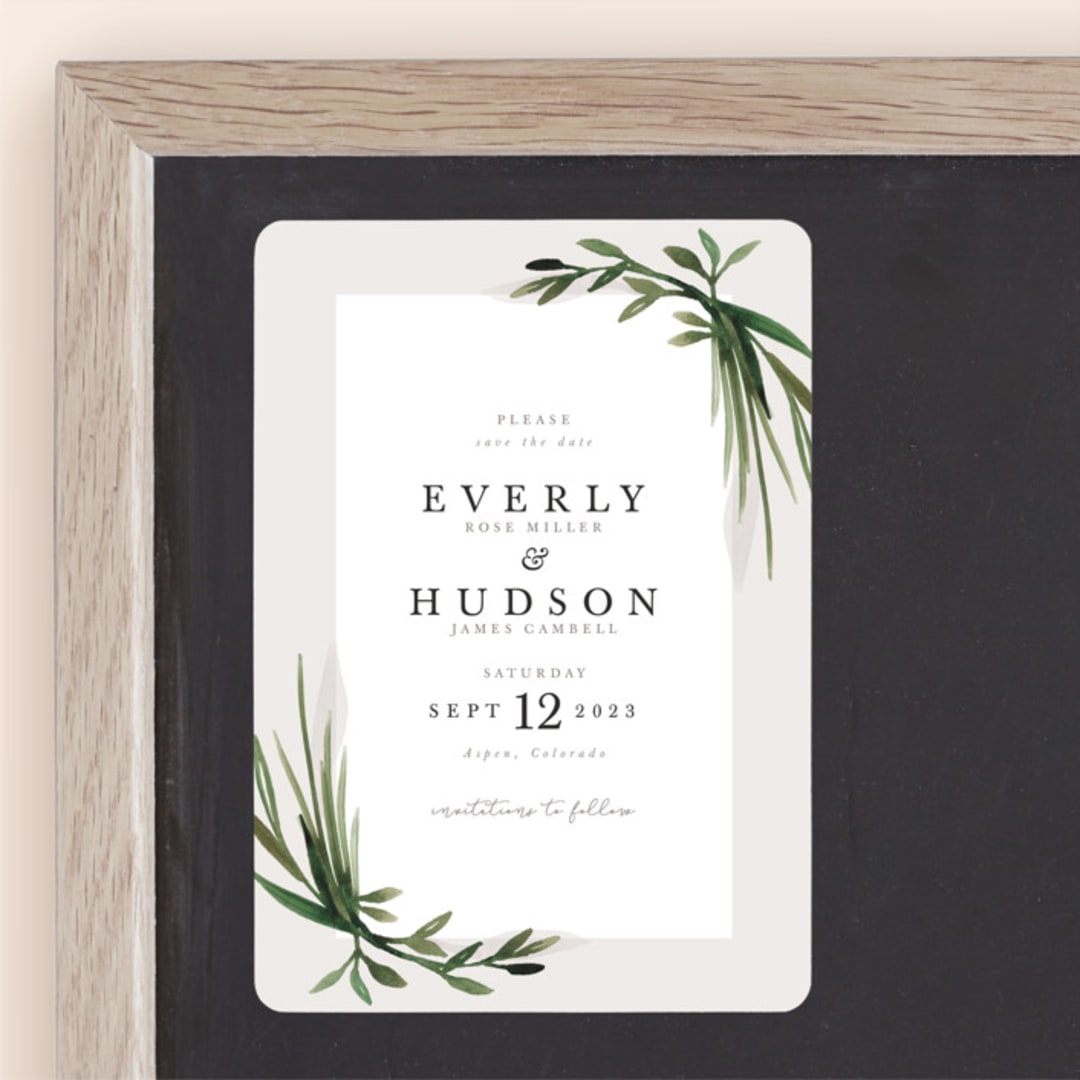 "Botanical Frame" - Save the Dates in Fog by Kate Ahn - Front