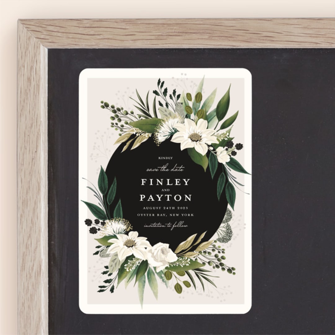 "Botanical Ring" - Save the Dates in Ivory by Susan Moyal - Front