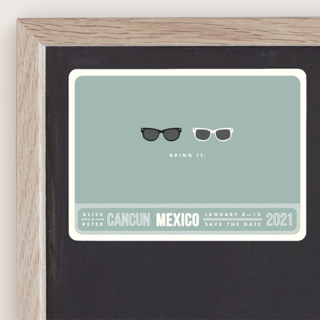 "Shades" - Save the Dates in Celadon by Olive and Violet - Front