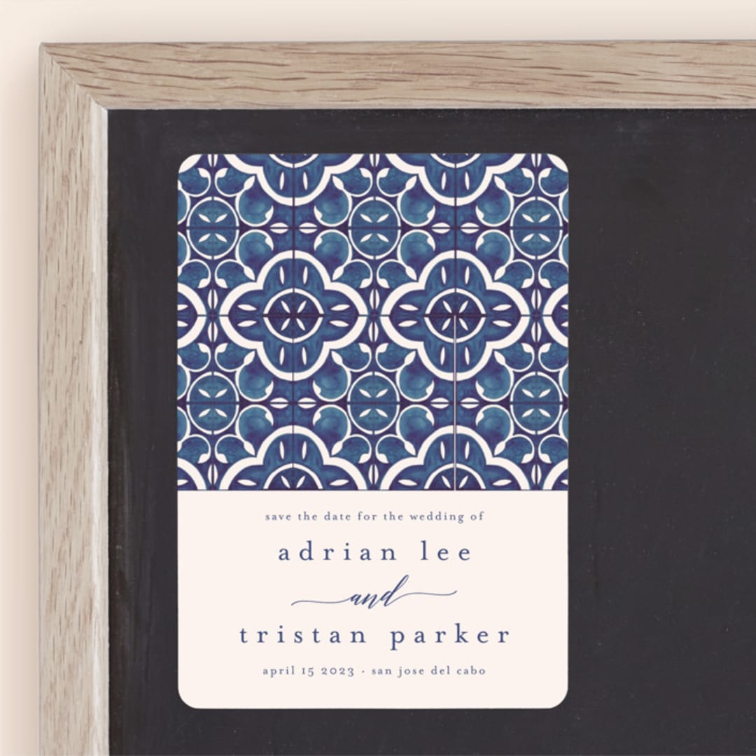 "Painted Tile" - Save the Dates in Ocean by Katharine Watson - Front
