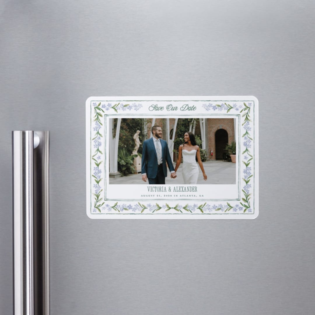 "Vintage Sketched" - Save the Dates in Wisteria by Jenna Holcomb - Front