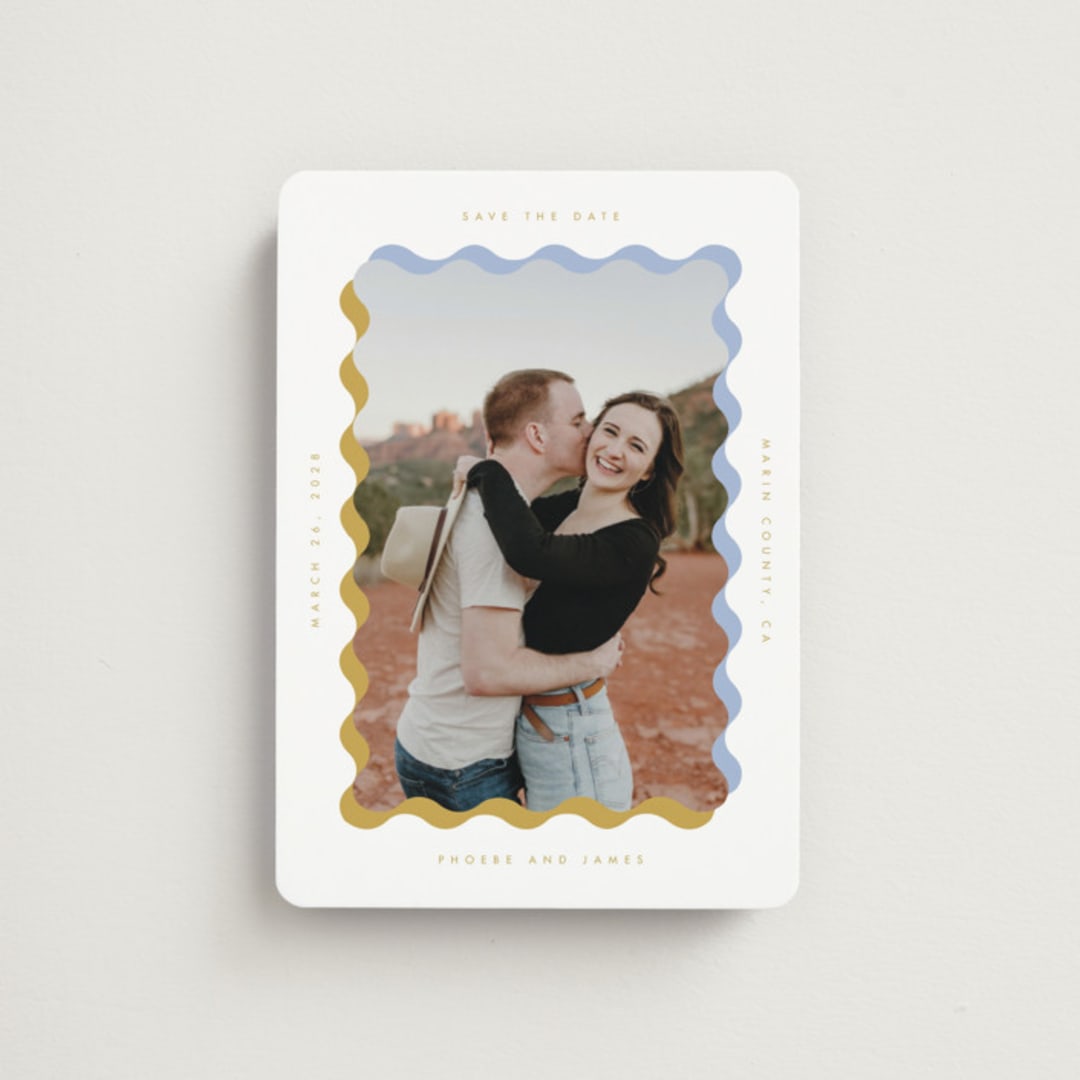 "wavy frame" - Save the Dates in Aqua by Baumbirdy - Front