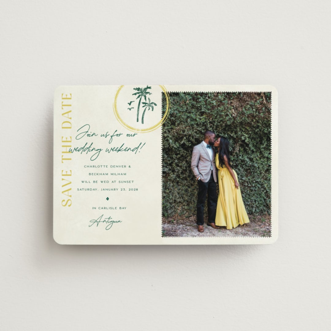 "Coastal Drift" - Save the Dates in Caribbean Citrus by Pixel and Hank - Front