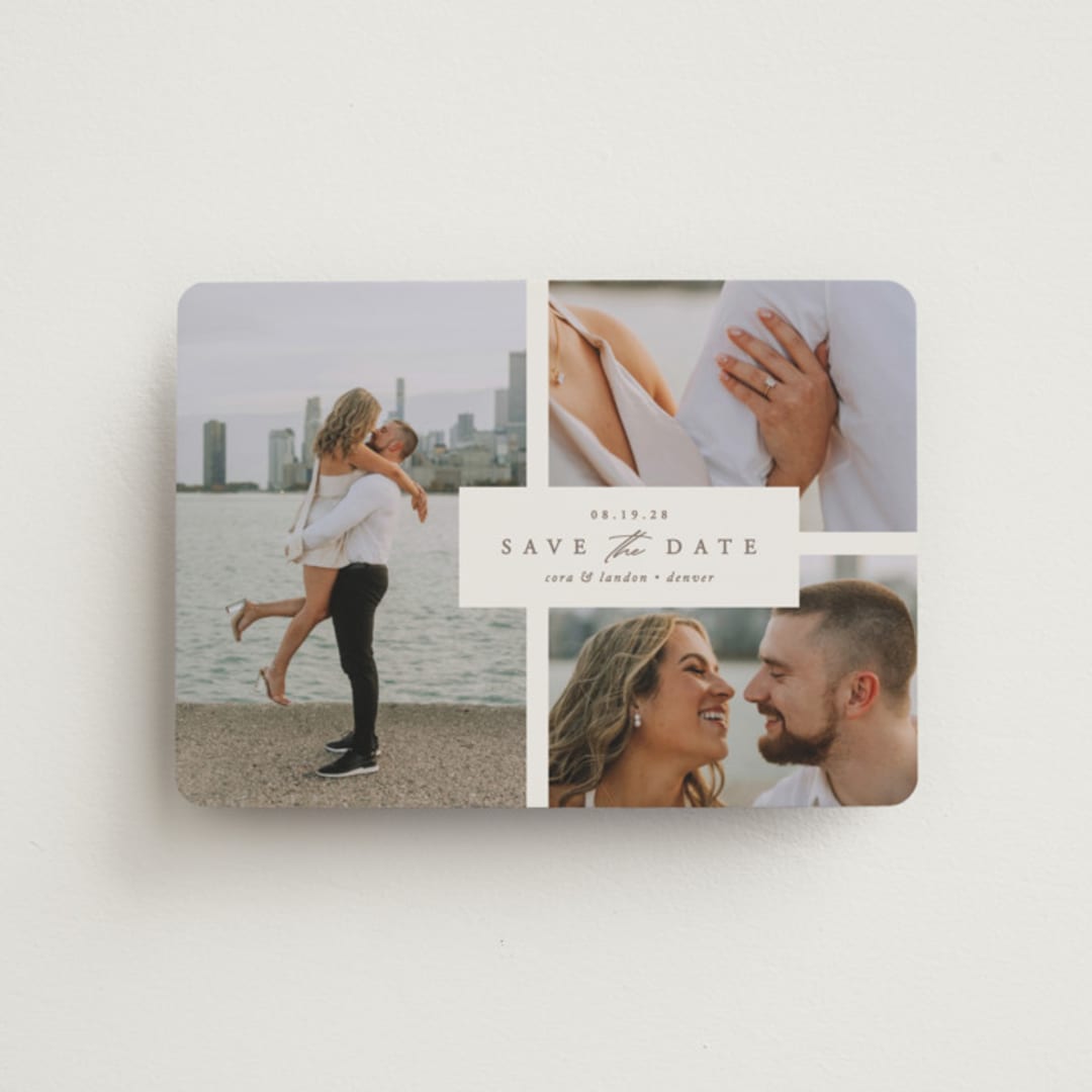 "Classic Date" - Save the Dates in Almond by Brianne Larsen - Front
