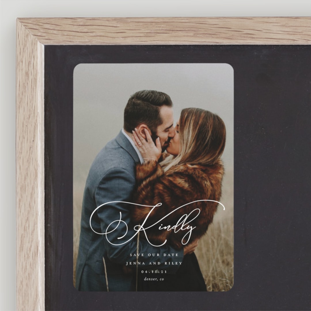 "Kindly Save Our Date" - Save the Dates in Snow by Laura Hamm - Front