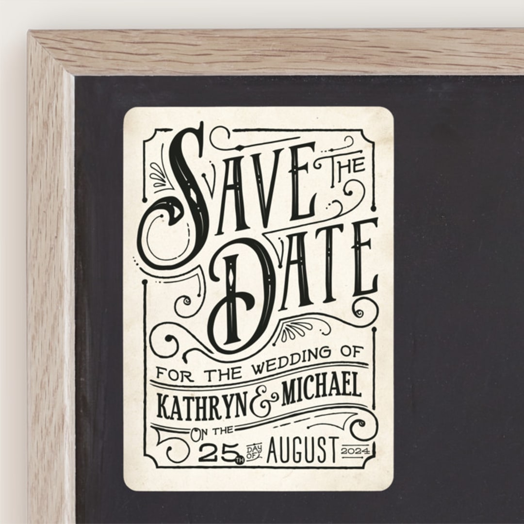 "Inked" - Save the Dates in Parchment by GeekInk Design - Front