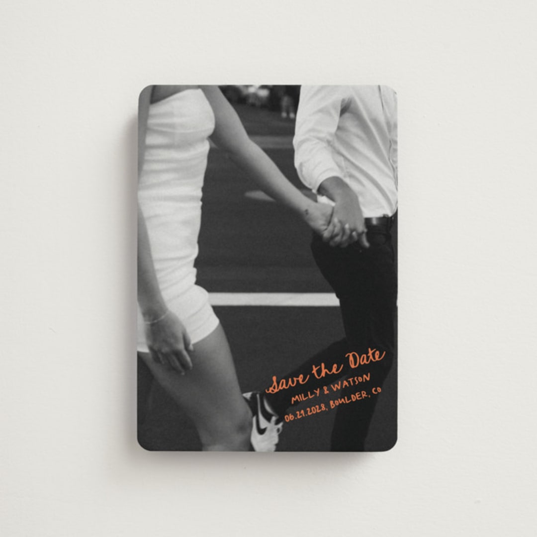 "Imprint" - Save the Dates in Tangerine by Jelena Vuletic - Front