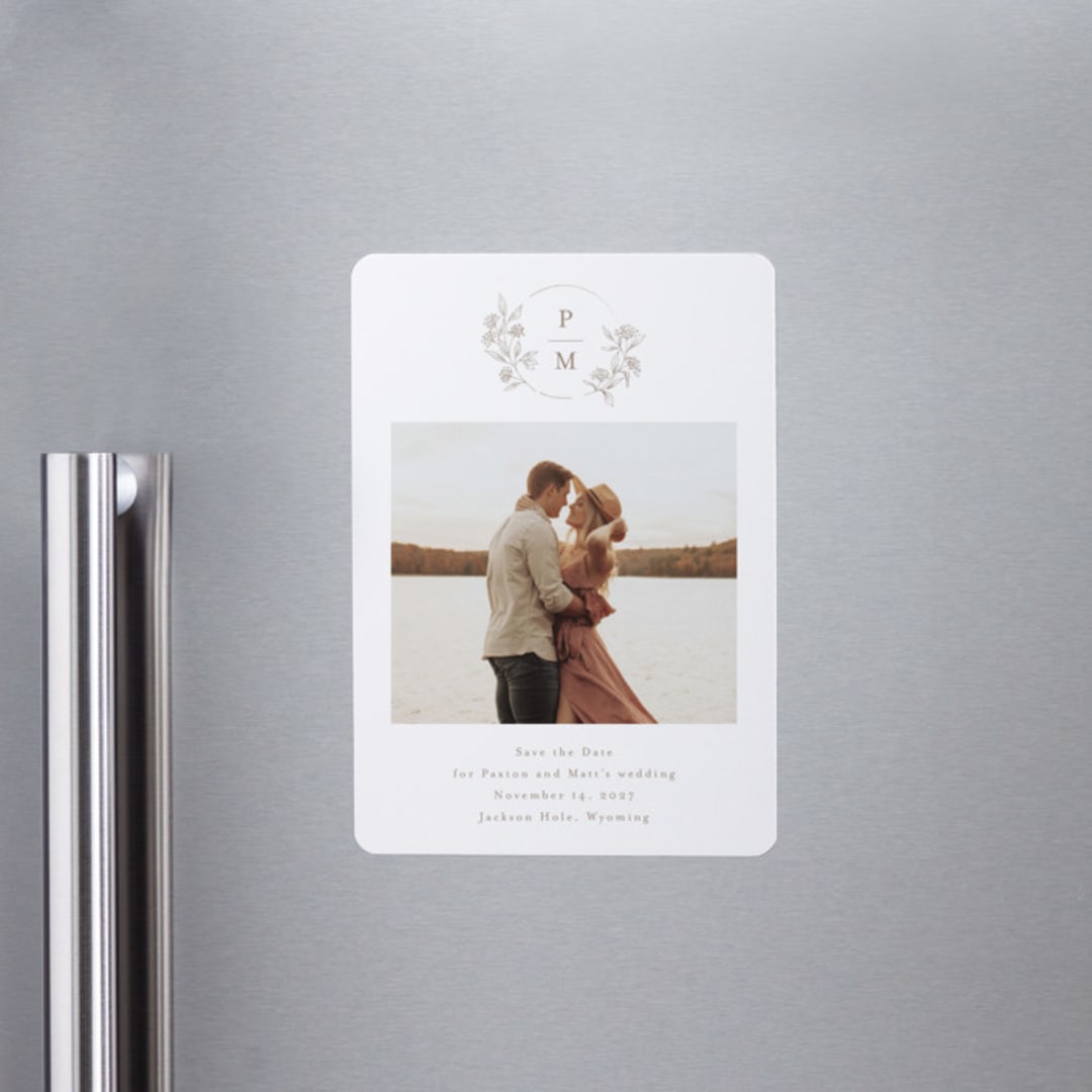 "Monogrammed" - Save the Dates in Taupe by Chris Griffith - Front