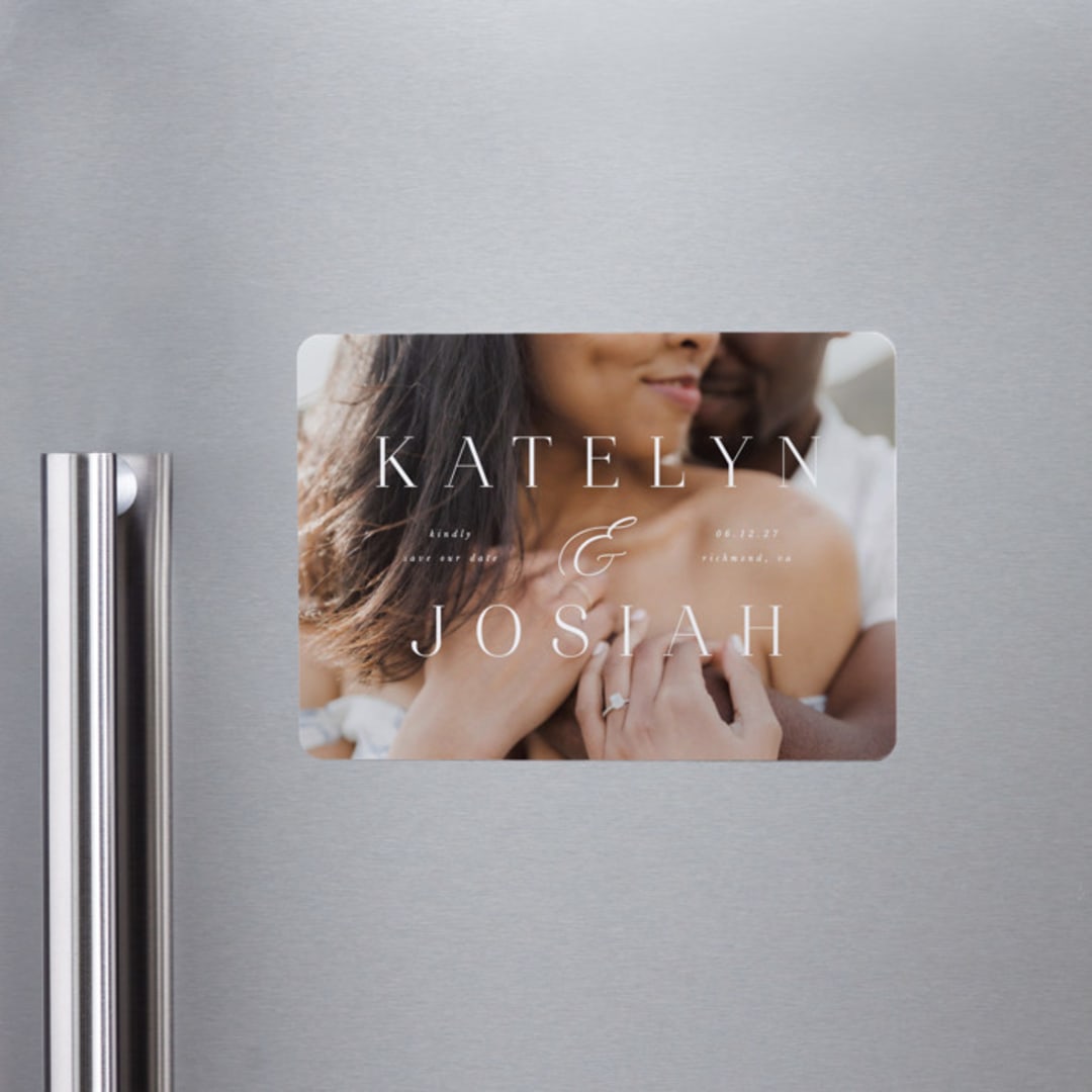 "Typographic Overlay" - Save the Dates in Veil by Brandy Folse - Front