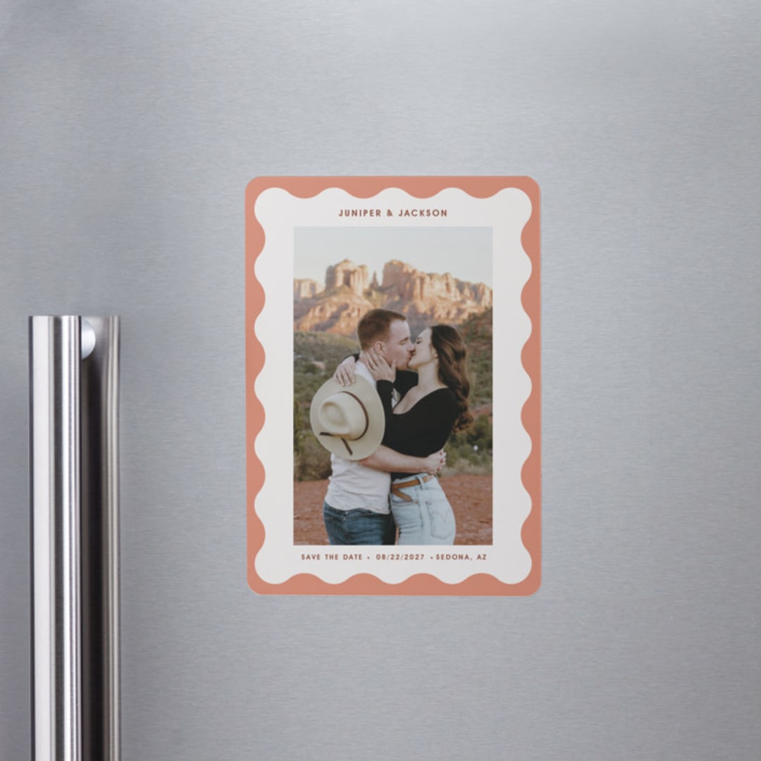 "wavy frame" - Save the Dates in Apricot by Kelly Watkins - Front