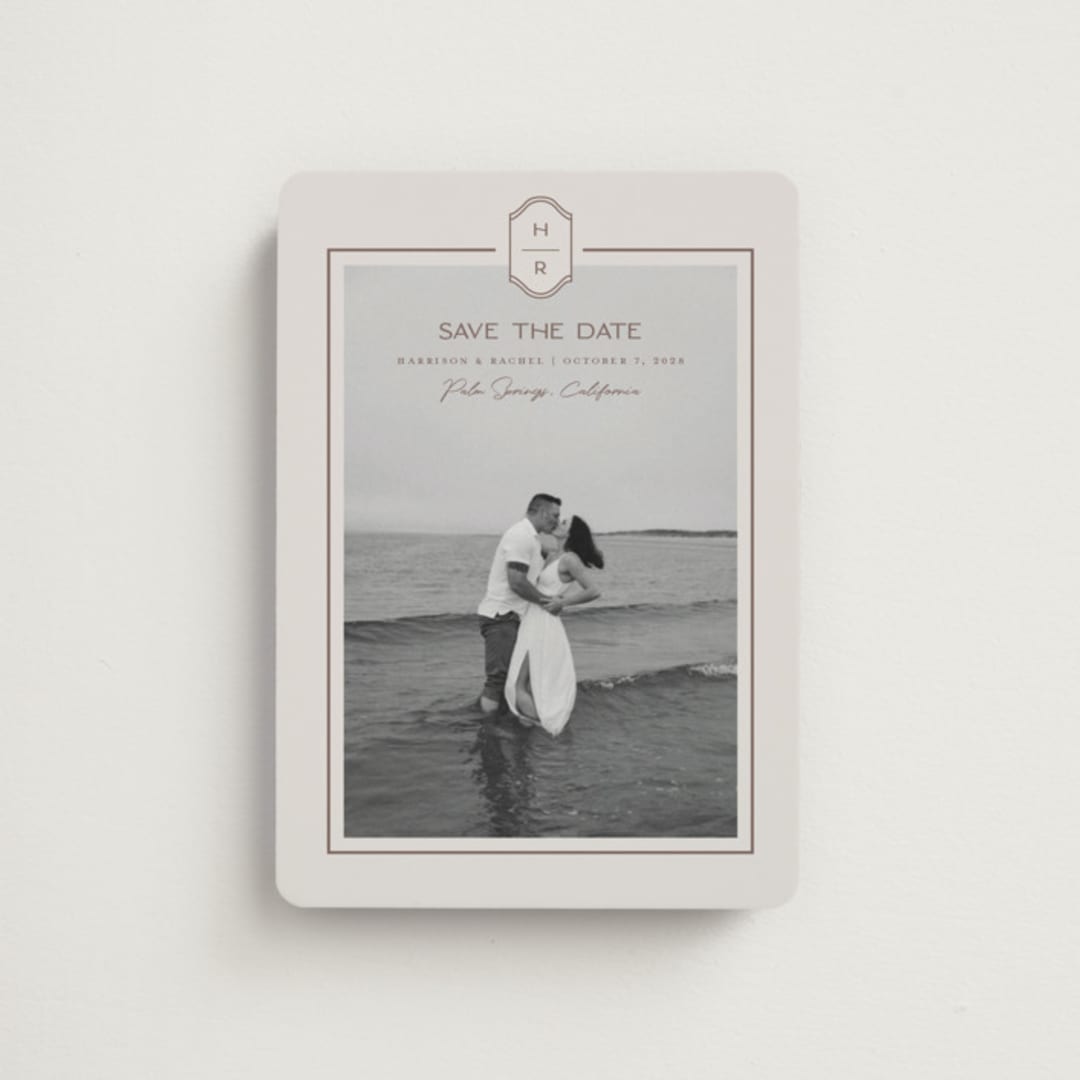 "Modern Monogram" - Save the Dates in Dove by Rachelle Clarke - Front