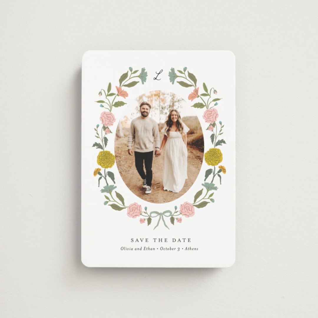 "botanical cameo" - Save the Dates in Swan by Lori Wemple - Front