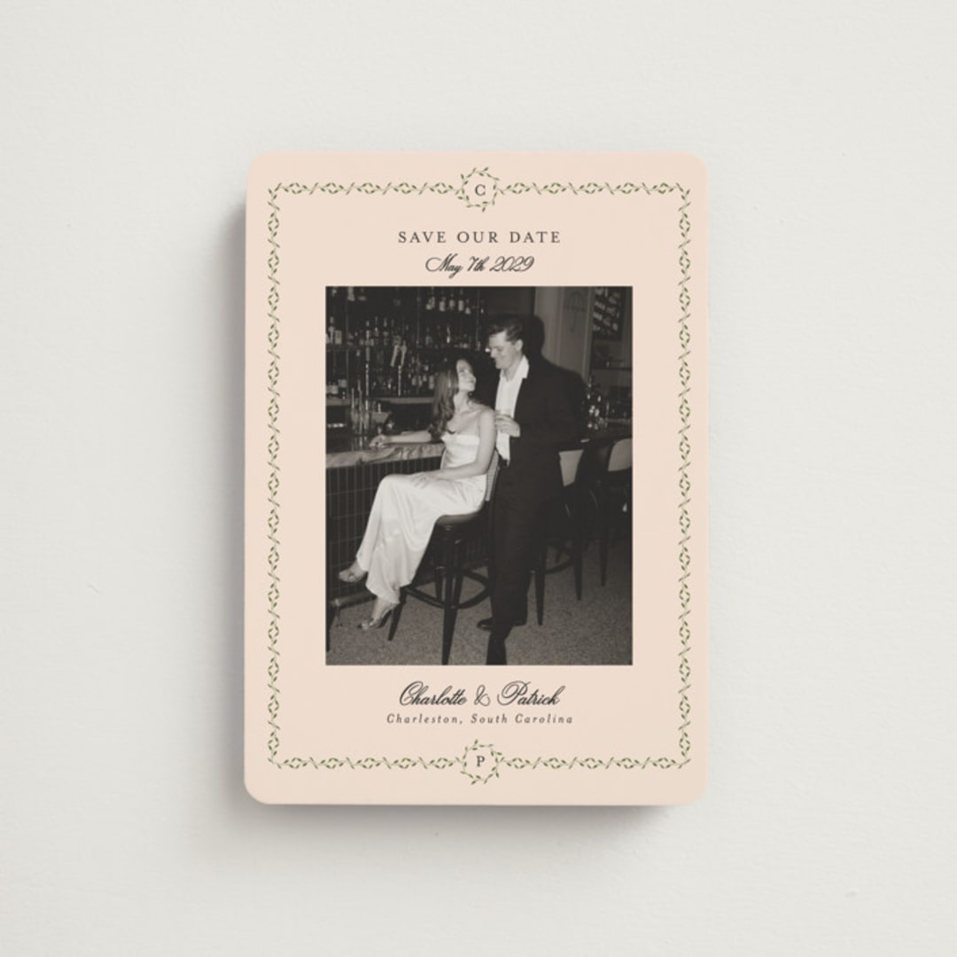 "Monogramed" - Save the Dates in Blush by Susan Moyal - Front