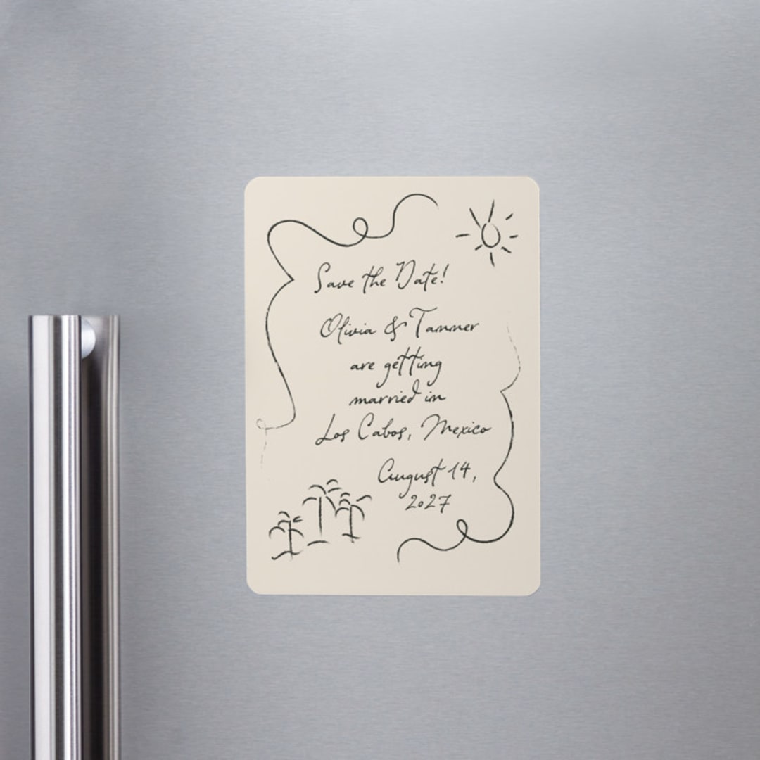 "Sunny Love" - Save the Dates in Sand by Ashley Iwafuchi - Front