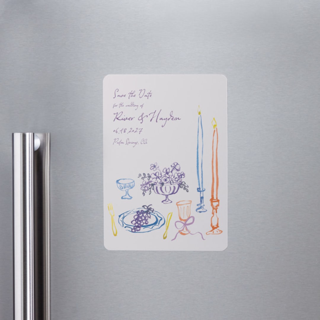 "tablescape drawing" - Save the Dates in Hydrangea by Cass Loh - Front
