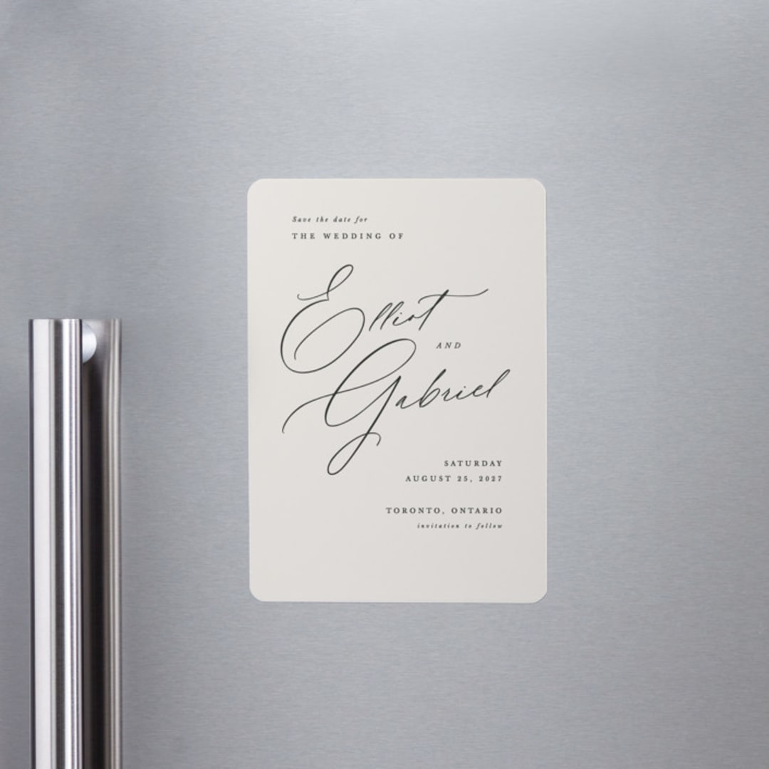 "Scripted Names" - Save the Dates in Ecru by Hooray Creative - Front
