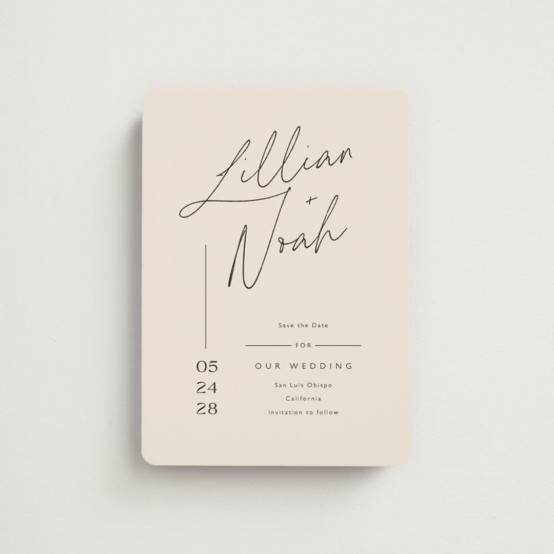 "Modern Aligned" - Save the Dates in Creampuff by Carolyn MacLaren - Front