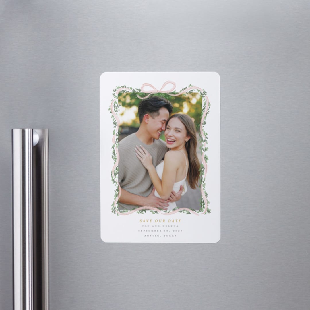 "Ribbonly Frame" - Save the Dates in Blush by Itsy Belle Studio - Front