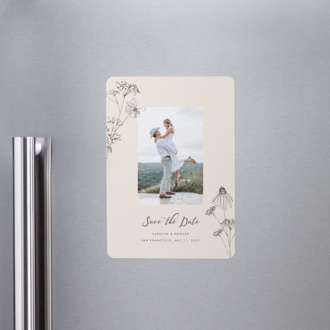 "Sketched Florals" - Save the Dates in Sandpaper by Baumbirdy - Front