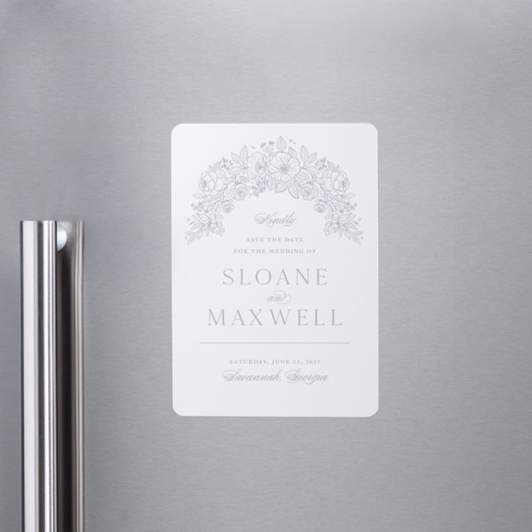 "Wild Roses" - Save the Dates in Powder Blue by Kristen Smith - Front