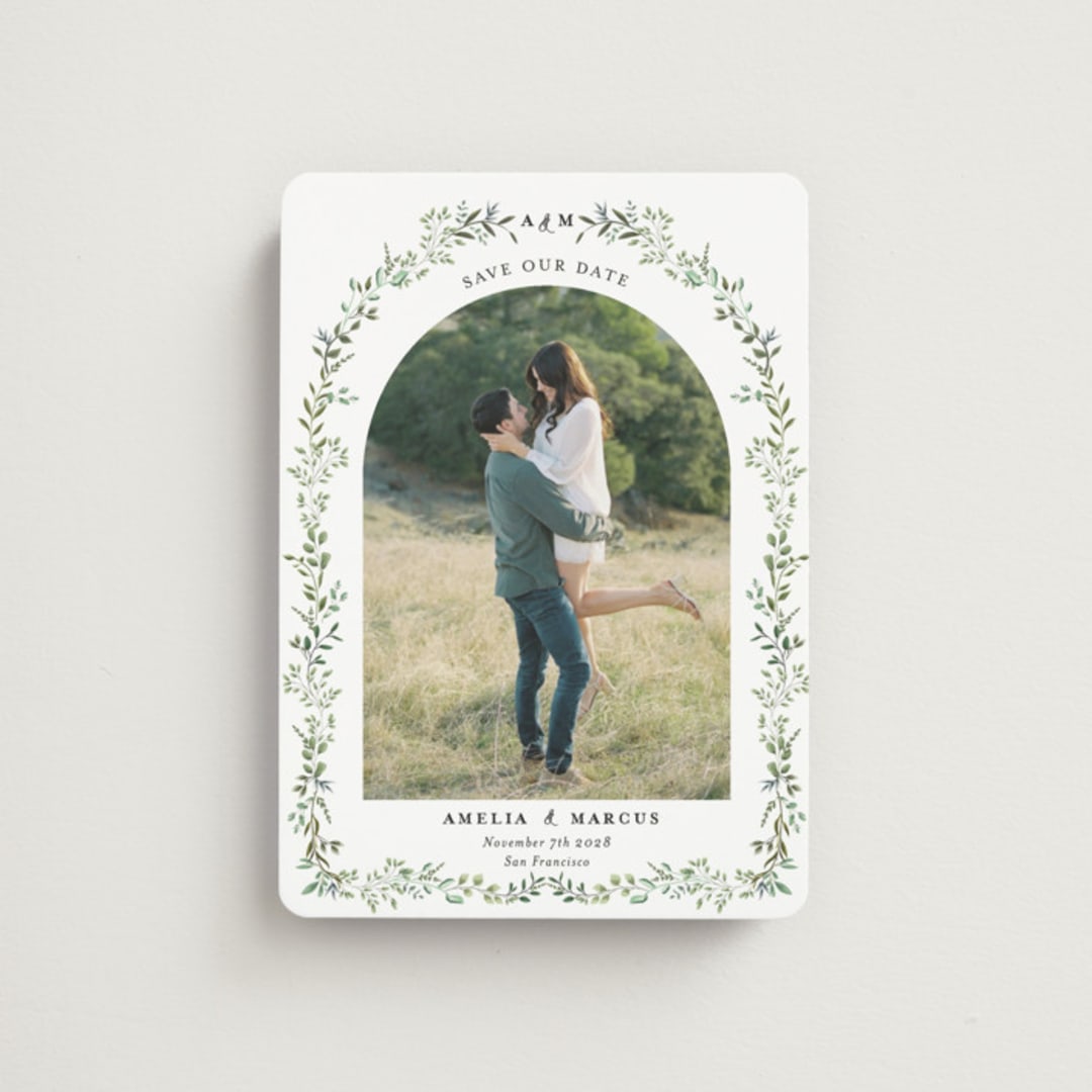 "Monogramed Arch" - Save the Dates in Mojito by Susan Moyal - Front