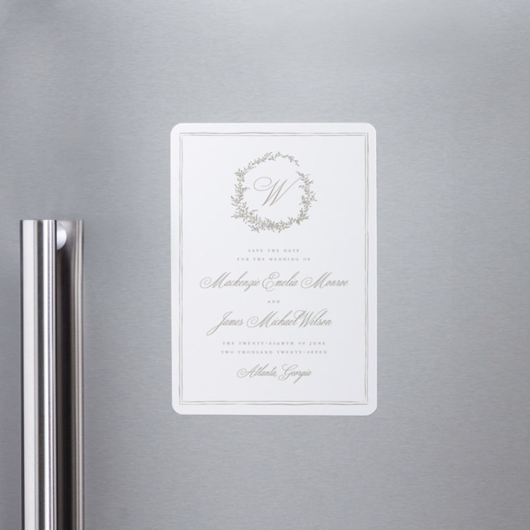 "Romantic Wreath" - Save the Dates in Chantilly by Wildfield Paper Co - Front