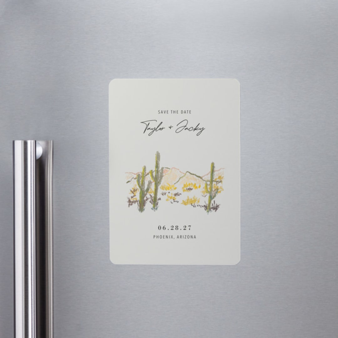 "desert crayon drawing" - Save the Dates in Olive by Cass Loh - Front