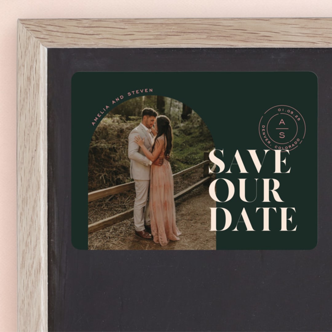 "Modern Stamp" - Save the Dates in Palm by Jessica Corliss - Front