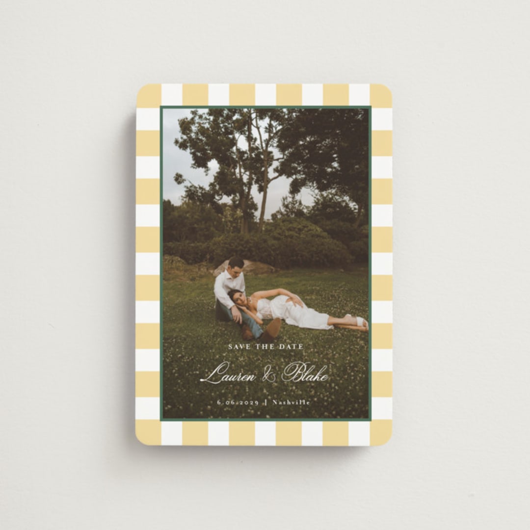 "Curved Frame" - Save the Dates in Citrine by Emily Betts - Front