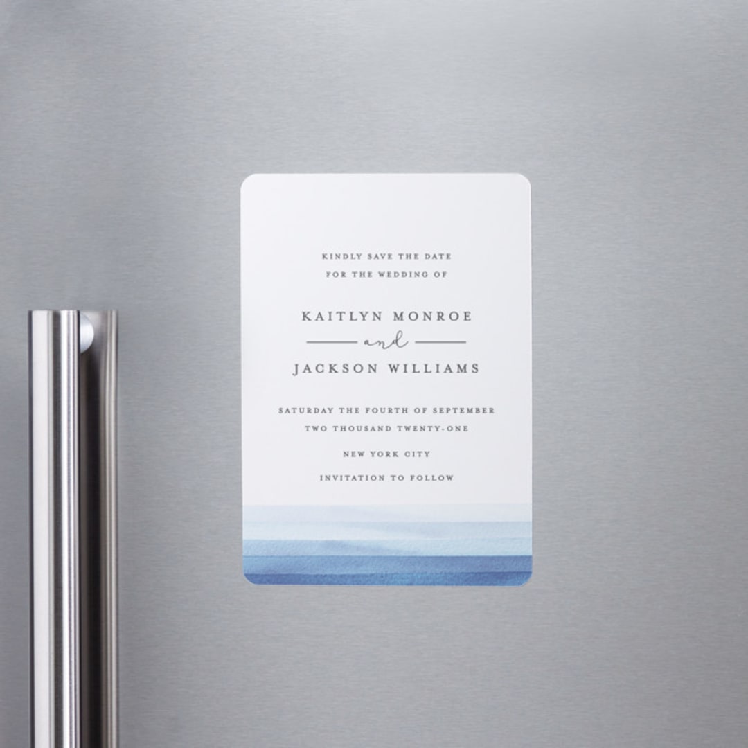 "Watercolour Stripe" - Save the Dates in Ocean by Bethan - Front