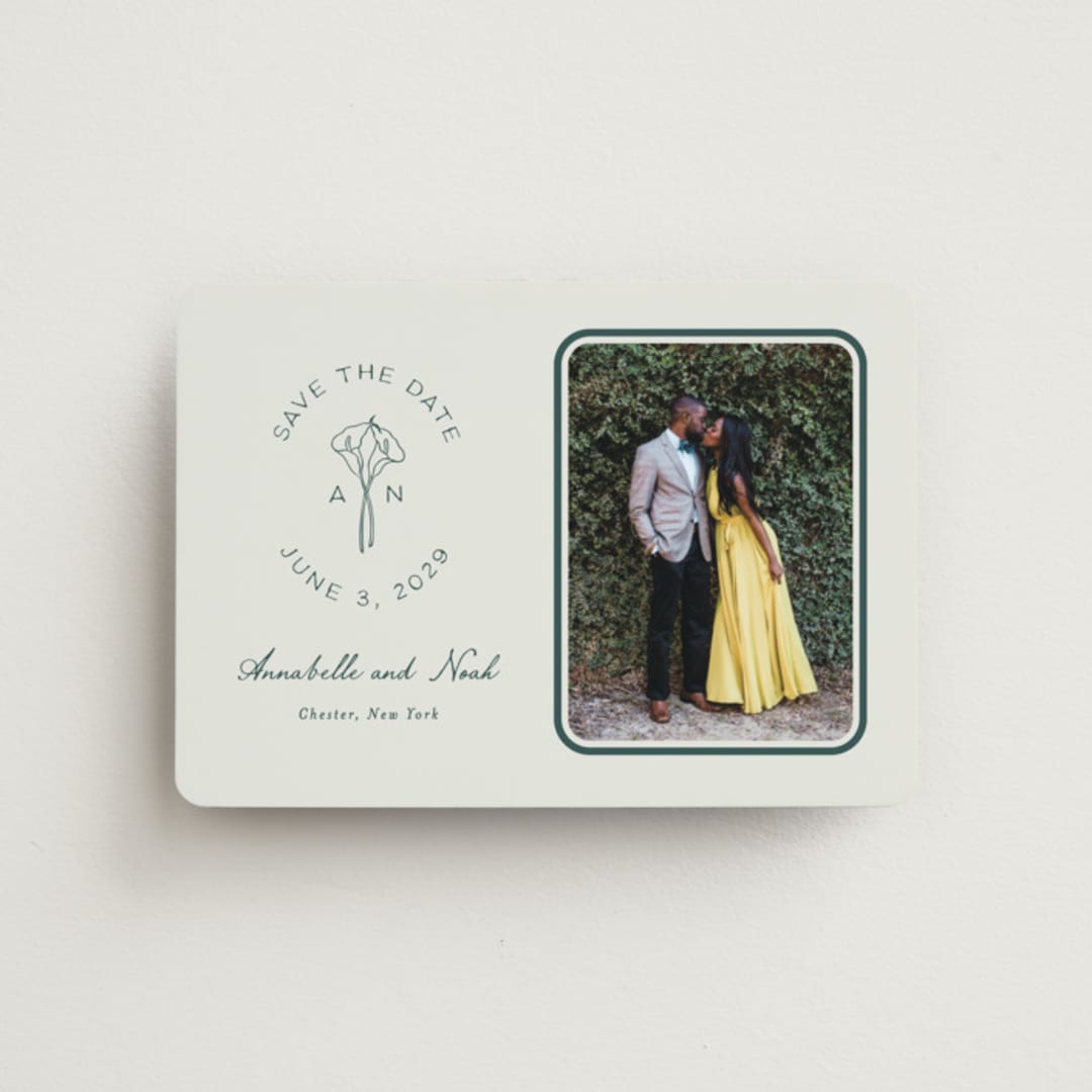 "Pair of Calla Lilies" - Save the Dates in Sage by Leah Bisch - Front