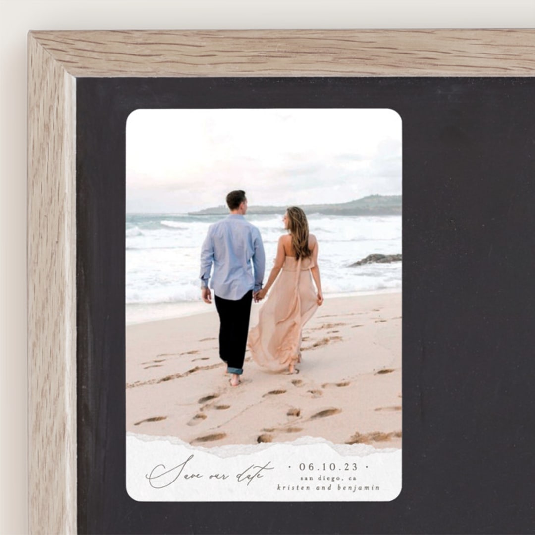 "Torn Texture" - Save the Dates in Parchment by Everett Paper Goods - Front