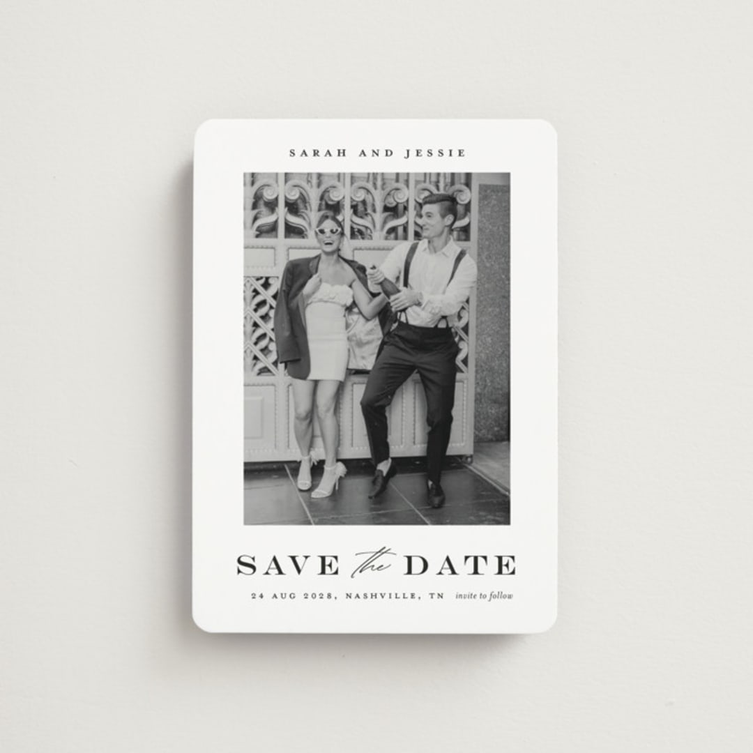 "Classic Charm" - Save the Dates in Midnight by Stacey Meacham - Front