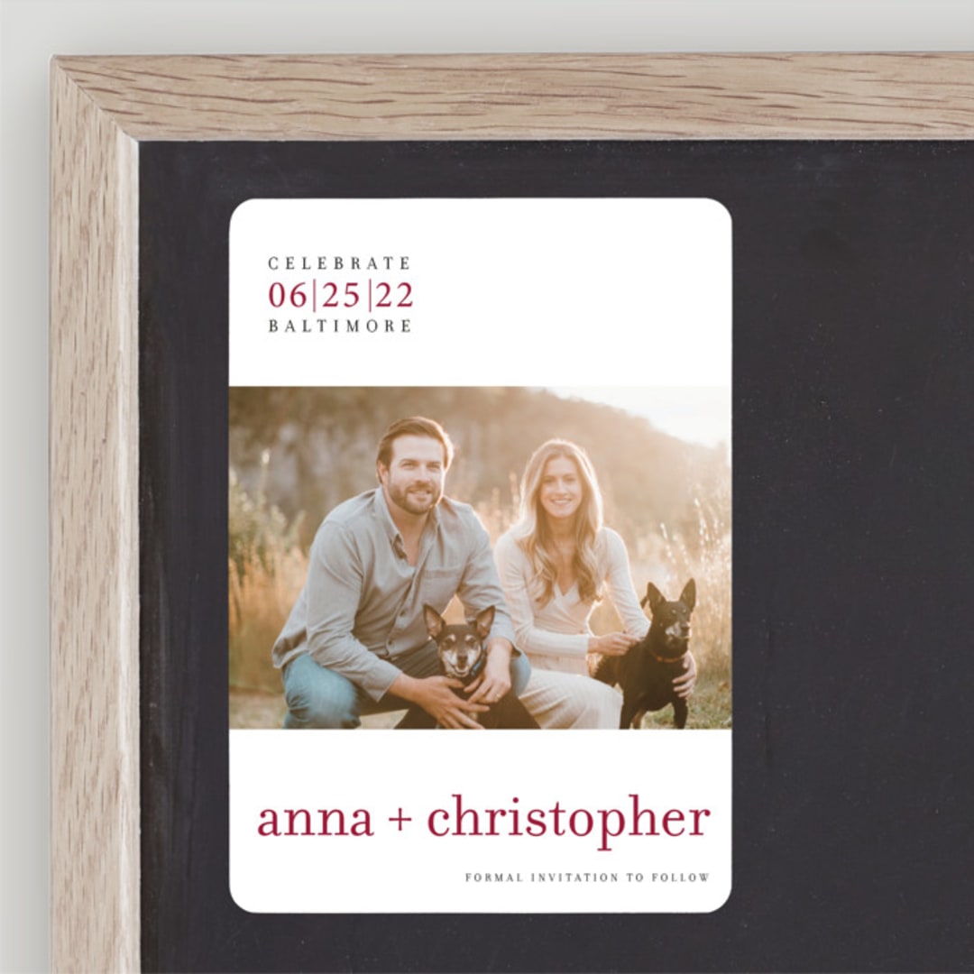 "float + celebrate" - Save the Dates in Maroon by Float Paperie - Front